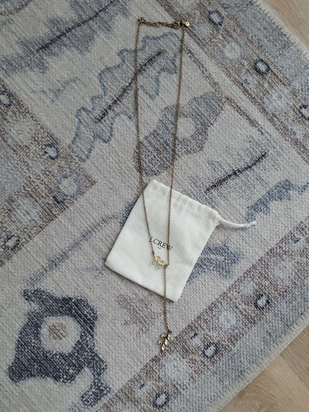 J. Crew Lariat Nature Branch Necklace and Dust Bag